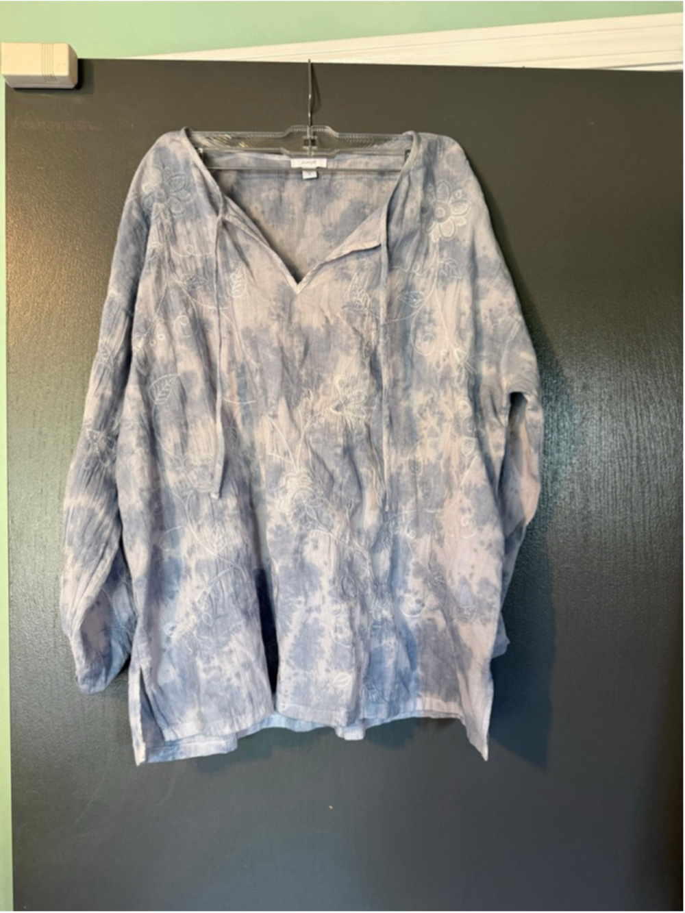 Women's purejill Blue & White Tie-Dye Tunic Top M